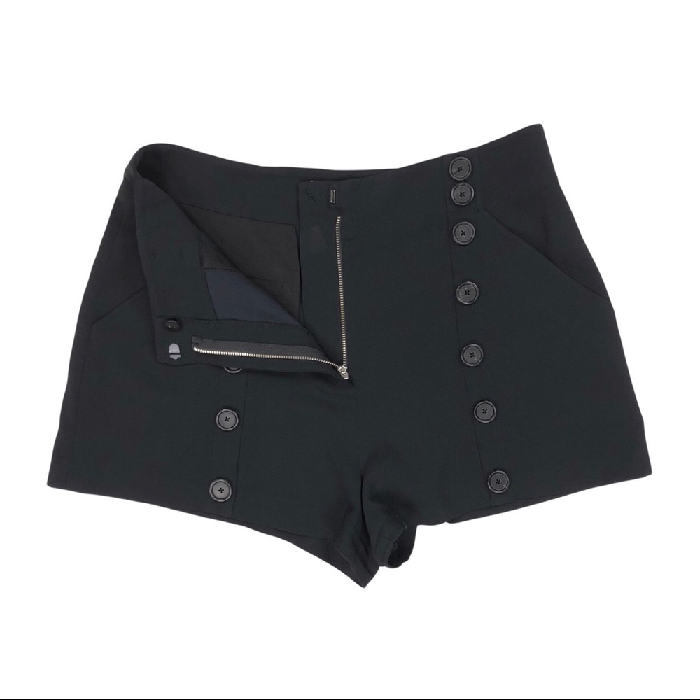 A.L.C. Black High Waist Buttoned Shorts